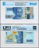 Indonesia 50,000 Rupiah Banknote, 2021, P-159f, UNC, Radar Serial #HSR762267, TAP Authenticated