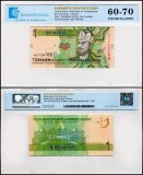 Turkmenistan 1 Manat Banknote, 2014, P-29b, UNC, TAP 60-70 Authenticated