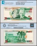 Turkey 20 Million Lira Banknote, L.1970 (2000), P-215a.2, Used, Prefix F, TAP Authenticated
