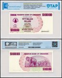 Zimbabwe 50 Million Dollars Bearer Cheque, 2008, P-57, UNC, TAP Authenticated