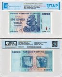 Zimbabwe 100 Trillion Dollars Banknote, 2008, P-91z, UNC, Replacement, TAP Authenticated