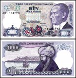 Turkey 1,000 Lira Banknote, L.1970 (1986 ND), P-196a.2, UNC, Prefix J