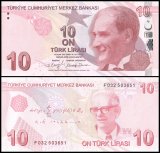 Turkey 10 Lira Banknote, L.1970 (2009), P-223f, UNC