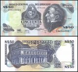 Uruguay 50 Nuevos Pesos Banknote, 1989 ND, P-61A.2, UNC, Series G