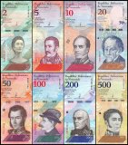 Venezuela 2 - 500 Bolivares Soberano, 8 Pieces Full Banknote Set, 2018, P-88-100, Used
