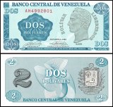 Venezuela 2 Bolivares Banknote, 1989, P-69, UNC