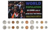 World Population: Box of 10 Coins Used by Over Half the World, w/ COA