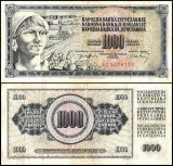 Yugoslavia 1,000 Dinara Banknote, 1974, P-86, Used