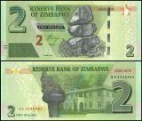 Zimbabwe 2 Dollars Banknote, 2016, P-99a.2, UNC