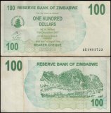 Zimbabwe 100 Dollars Bearer Cheque, 2006, P-42, Used