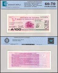 Argentina 100 Australes Banknote, 1991, P-S2715, UNC, TAP 60-70 Authenticated