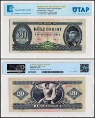 Hungary 20 Forint Banknote, 1957-1980, P-169, Used, TAP Authenticated