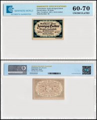 Austria Klagenfurt - Kaernten 20 Heller Banknote, 1921, P-S107, UNC, TAP 60-70 Authenticated; Central Bank: Kaerntener Landeskasse