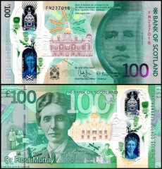 Scotland 100 Pounds Sterling Banknote, 2021, P-135, UNC, Commemorative, Polymer