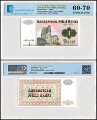 Azerbaijan 1 Manat Banknote, 1992 ND, P-11, UNC, TAP 60-70 Authenticated