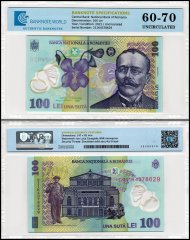 Romania 100 Lei Banknote, 2021, P-121l, UNC, Polymer, TAP 60-70 Authenticated