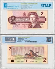 Canada 2 Dollars Banknote, 1986, P-94a, Used, TAP Authenticated