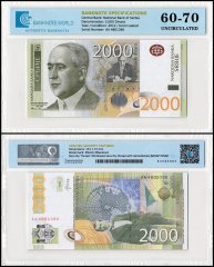 Serbia 2,000 Dinara Banknote, 2012, P-61b, UNC, TAP 60-70 Authenticated