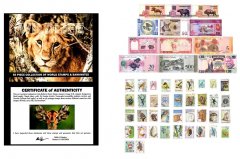 Wildlife: 50 Piece Collection of World Stamps & Banknotes, w/ COA