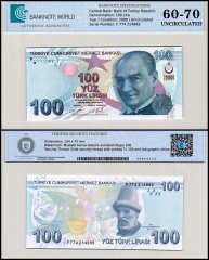 Turkey 100 Lira Banknote, L.1970 (2009 ND), P-226d, UNC, TAP 60-70 Authenticated