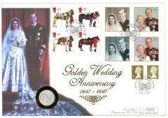 9.5 gram 1997 50th Annv of Wedding of Prince Philip and Queen Elizabeth II .925 Silver Coin FDC Ver. 1 - Royal Mint
