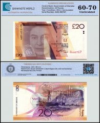 Gibraltar 20 Pounds Banknote, 2011, P-37, UNC, TAP 60-70 Authenticated