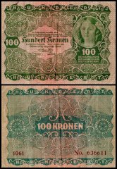 Austria 100 Kronen Banknote, 1922, P-77, Used