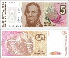 Argentina 5 Australes Banknote, 1985-1989 ND, P-324a, UNC
