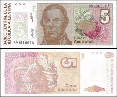 Argentina 5 Australes Banknote, 1986, P-324b, UNC