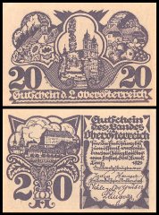 Austria - Land Oberoesterreich 20 Heller Banknote, 1921, P-S120b, UNC