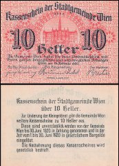 Wien - Vienna 10 Heller Notgeld, 1920, Kodnar-Kuenstner #1183.I.c, UNC