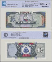 Haiti 10 Gourdes Banknote, 2000, P-265a, UNC, TAP 60-70 Authenticated
