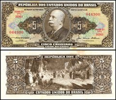 Brazil 5 Cruzeiros Banknote, 1953-1959 ND, P-158c, UNC