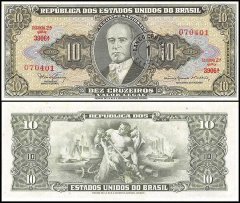 Brazil 1 Centavo on 10 Cruzeiros Banknote, 1967, P-183b, Used