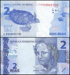 Brazil 2 Reais Banknote, 2010 - 2015, P-252b, UNC