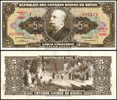 Brazil 5 Cruzeiros Banknote, 1962-1964 ND, P-176, Used