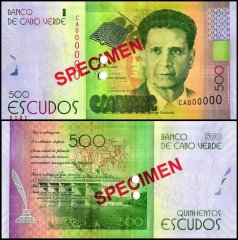 Cape Verde 500 Escudos Banknote, 2014, P-72s, UNC, Specimen
