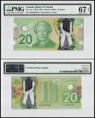 Canada 20 Dollars, 2012, P-108a, Queen Elizabeth II, Polymer, PMG 67
