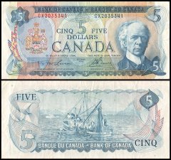 Canada 5 Dollars Banknote, 1972, P-87b, Used