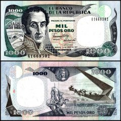 Colombia 1,000 Pesos Oro Banknote, 1991, P-432a.3, UNC