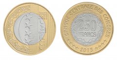 Comoros 250 Francs Coin, 2013, KM #21, Mint, Commemorative, Stars