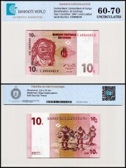 Congo Democratic Republic 10 Centimes Banknote, 1997, P-82, UNC, TAP 60-70 Authenticated