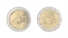 Cyprus 2 Euros Coin, 10 Years of Euro Cash, 2012 (2002-2012), KM #97, Mint, Commemorative, European Union