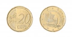 Cyprus 20 Euro Cents Coin, 2008-2021, KM #82, Mint, Europe, Ship