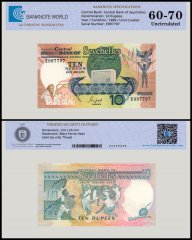 Seychelles 10 Rupees Banknote, 1989 ND, P-32, UNC, TAP 60-70 Authenticated