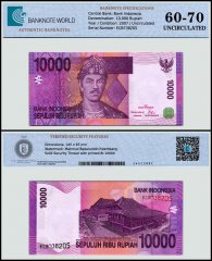 Indonesia 10,000 Rupiah Banknote, 2007, P-143c, UNC, TAP 60-70 Authenticated