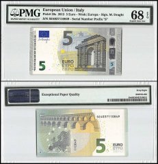 European Union - Italy 5 Euros, 2013, P-20s, Prefix S, PMG 68