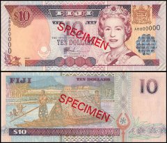 Fiji 10 Dollars Banknote, 2002 ND, P-106s, UNC, Specimen