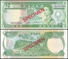 Fiji 2 Dollars Banknote, 1983 ND, P-82s, UNC, Specimen