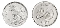 Fiji 20 Cents Coin, 2012-2014, KM #334, Mint, Parrot, Tabua